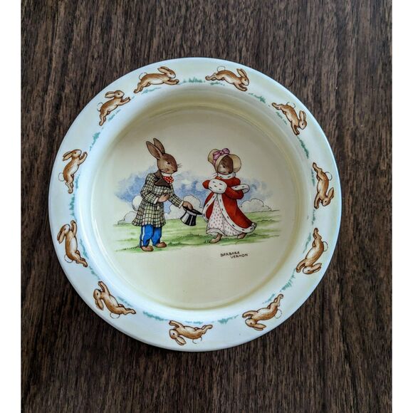Bunnykins Heavy Porridge Bowl, Greetings Design by Barbara Vernon - Picture 9 of 10